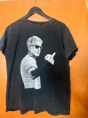 Anthony Bourdain Black Graphic women’s Crewneck T-Shirt - Attitude Print